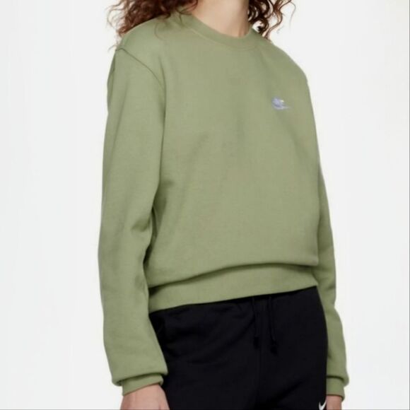 Nike Women’s Green Embroidered Long Sleeve Raw-edged Neck Sweatshirt - Picture 2 of 16